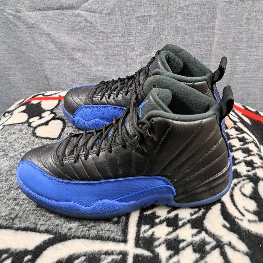 %Size 8.5 Men Air Jordan 12 Retro Black Game Royal / AJ22